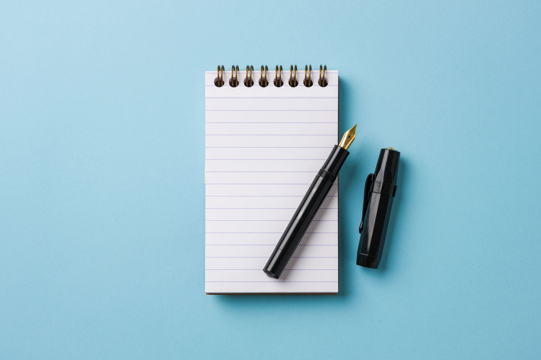 Notebook and fountain pen for revision and editing work