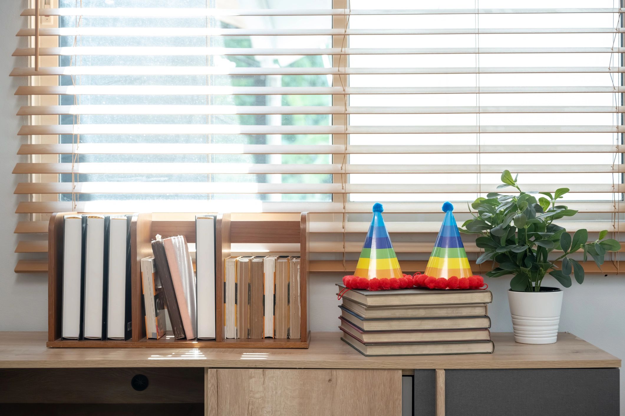Books in a cozy study room