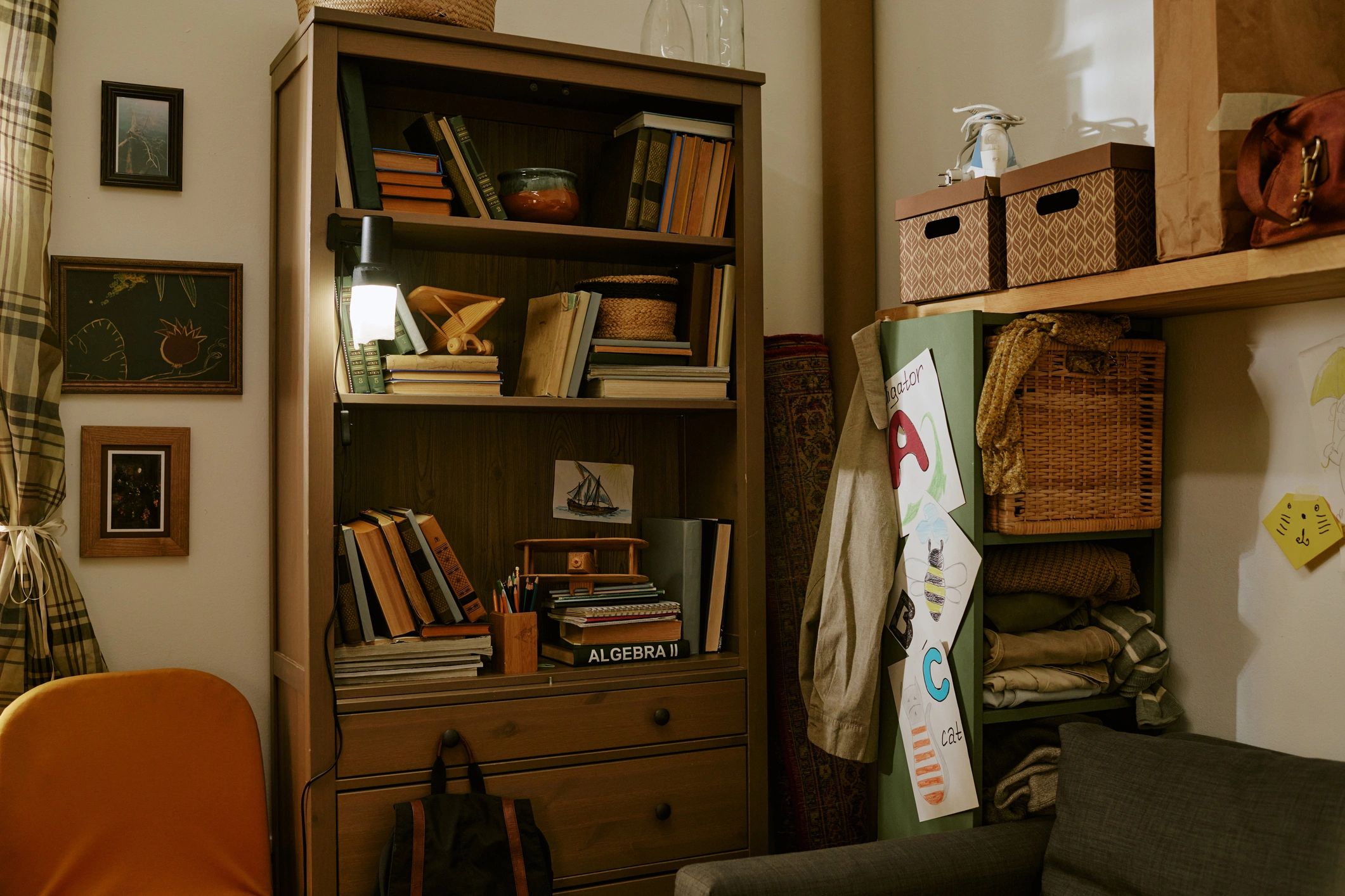 Cozy study corner with books and supplies